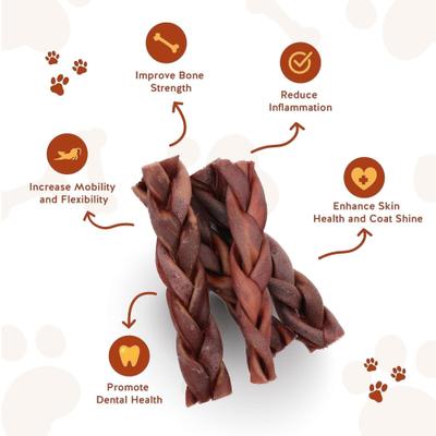 Long Lasting 6-inch Braided Beef Collagen Stick Dog Chews