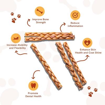 Long Lasting 12-inch Braided Beef Collagen Stick Dog Chews