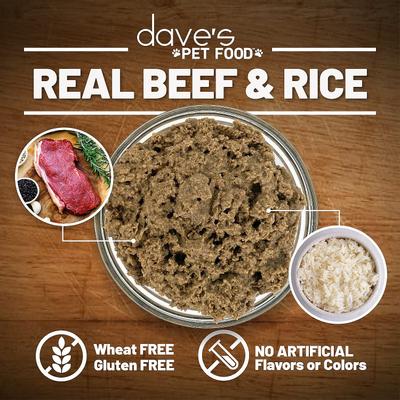 Alimento húmedo enlatado para perros con paté de carne y arroz, receta naturalmente saludable, lata de 13.2 oz, caja de 12