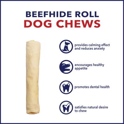 Beefhide 8-inch Rolls Natural Flavored Dog Hard Chews, 15 count