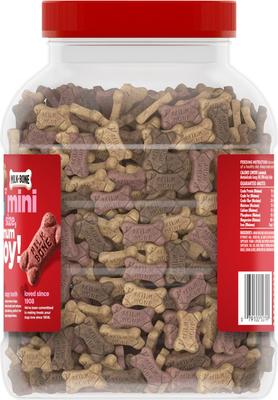 Bundle: Milk-Bone Mini's Flavor Snacks Beef, Chicken & Bacon Flavored Biscuit Treats, 36-oz tub + Beef, Chicken & Bacon Flavored Biscuit Dog Treats, 35-oz, case of 2
