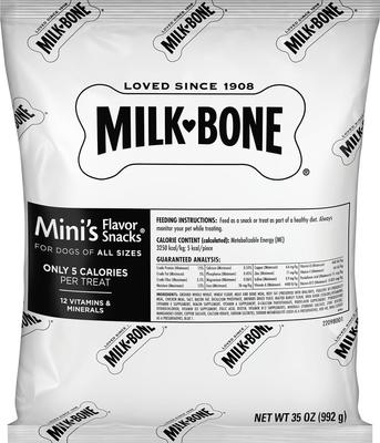 Bundle: Milk-Bone Mini's Flavor Snacks Beef, Chicken & Bacon Flavored Biscuit Treats, 36-oz tub + Beef, Chicken & Bacon Flavored Biscuit Dog Treats, 35-oz, case of 2