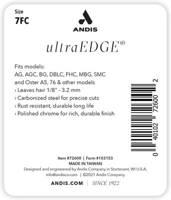 Bundle: Andis AGC2 UltraEdge 2-Speed Dog & Cat Hair Grooming Clipper, Burgundy + UltraEdge Detachable Blade, #7FC, 1/8-in, 3.2mm