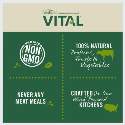 Paquete: Golosinas frescas Freshpet Dognation con receta de pollo + Alimento fresco Vital con receta de pollo, ternera, salmón y huevo