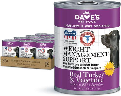 Weight Management Turkey & Vegetables Recipe Pate Wet Canned Dog Food,13.2-oz can, case of 12