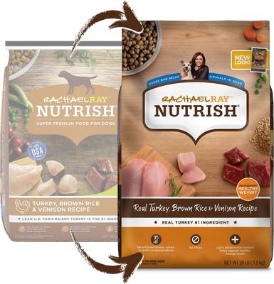 Bundle: Rachael Ray Nutrish Turkey, Brown Rice & Venison Recipe Dry Food + Soup Bones Chicken & Veggies Flavor Dog Treats