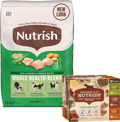 Paquete: Alimento seco para perros Rachael Ray Nutrish con pollo y verduras + paquete variado de alimento húmedo