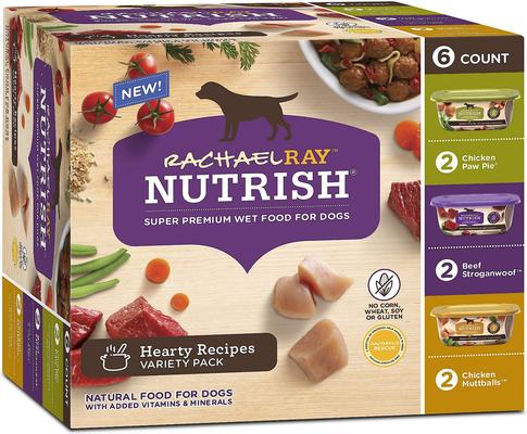 Bundle: Rachael Ray Nutrish Beef, Pea, & Brown Rice Recipe Dry Food + Hearty Recipes Wet Dog Food