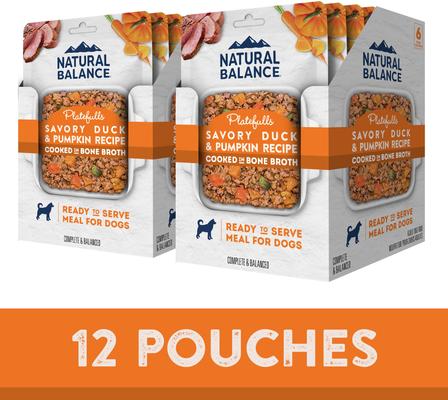 Comida húmeda para perros Platefulls con receta sabrosa de pato y calabaza, bolsa de 9 oz, caja de 12