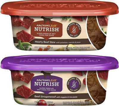 Paquete: Rachael Ray Nutrish Hearty Beef Stew Grain-Free + Beef Stroganwoof Comida húmeda para perros
