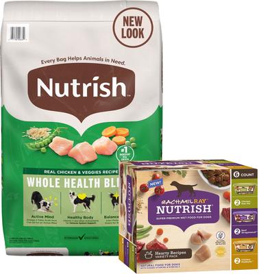 Bundle: Rachael Ray Nutrish Chicken & Veggies Recipe Dry Food + Hearty Recipes Wet Dog Food