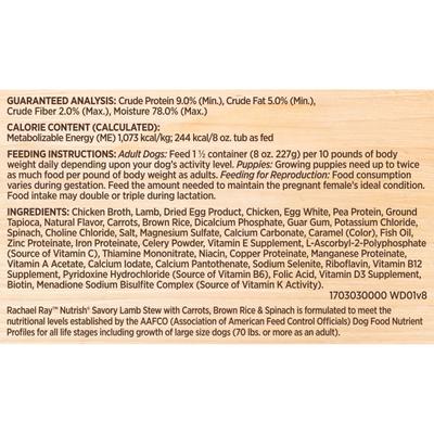 Bundle: Rachael Ray Nutrish Savory Lamb Stew + Chicken Paw Pie Wet Dog Food