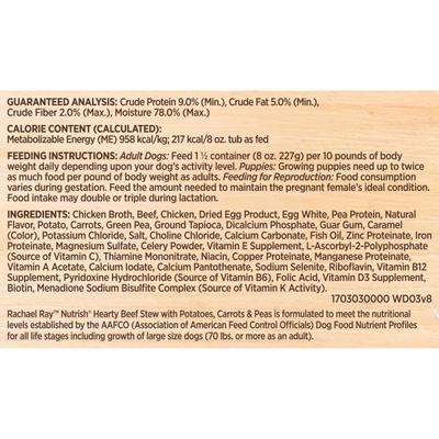 Bundle: Variety Pack - Rachael Ray Nutrish Hearty Beef Stew Grain-Free Wet Dog Food, Chicken Paw Pie & Lamb Stew Flavors