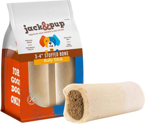 Small Stuffed 3-4-in Bone Filled with Bully Stick Flavor Dog Treats, 2 count