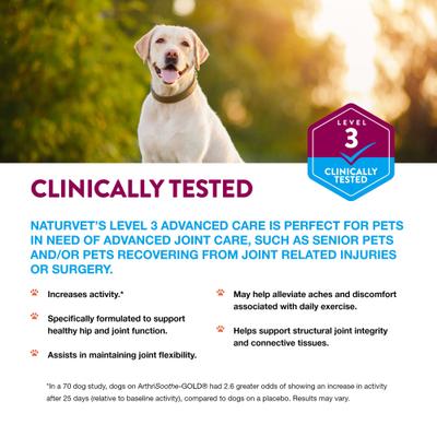 NaturVet, Advanced Joint Care ArthriSoothe-GOLD, masticables blandos con glucosamina, MSM y mejillón verde, sabor tocino y pollo para perros y gatos, 240 unidades