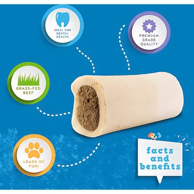 Golosinas para perros con hueso pequeño de 3 a 4 pulgadas relleno con sabor a tocino y queso, 2 unidades