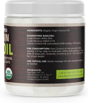 Organic Virgin Coconut Oil for Dogs & Cats, Skin & Coat Support Supplement, 16-oz jar