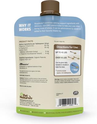 BusyButter Easy Squeeze Peanut Butter Flavored Paste Calming Supplement for Dogs, 6-oz pouch