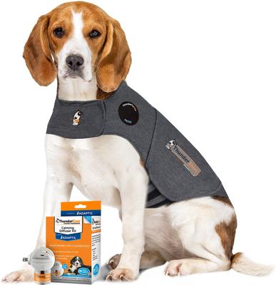 Bundle: ThunderShirt Classic Anxiety & Calming Vest, Heather Grey, Medium + ThunderEase Calming Diffuser for Dogs