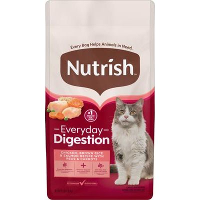 Alimento seco para gatos Everyday Digestion: pollo, arroz integral y salmón con guisantes y zanahorias, bolsa de 1,3 kg (Rachael Ray)