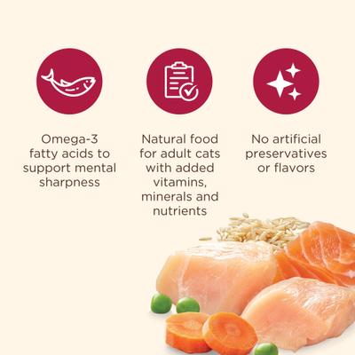 Alimento seco para gatos Everyday Digestion: pollo, arroz integral y salmón con guisantes y zanahorias, bolsa de 1,3 kg (Rachael Ray)