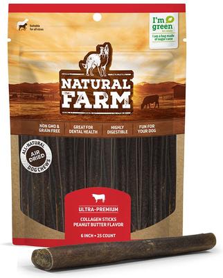 Collagen 6-inch Stick Peanut Butter Flavor Dog Chews, 100 count