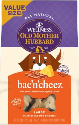 Galletas grandes horneadas naturales Bac'N'Cheez Classic de Wellness para perros, bolsa de 3.3 lb