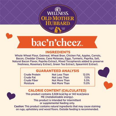 Galletas grandes horneadas naturales Bac'N'Cheez Classic de Wellness para perros, bolsa de 3.3 lb