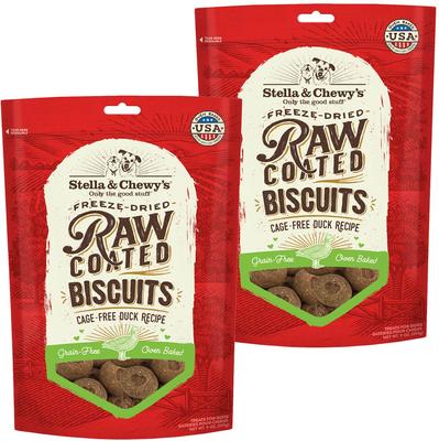 Raw Coated Biscuits Cage-Free Duck Recipe Freeze-Dried Grain-Free Dog Treats, 9-oz bag, bundle of 2