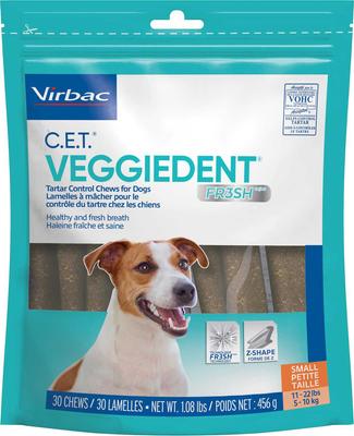 Bundle: Virbac C.E.T. VeggieDent Fr3sh for Small Dogs + Dental Chews for Large Dogs