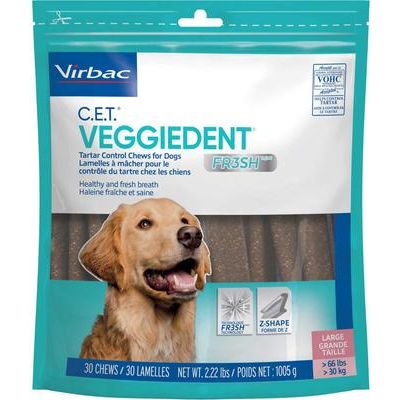 Paquete: Virbac C.E.T. VeggieDent Fr3sh para perros pequeños + Masticables dentales para perros grandes