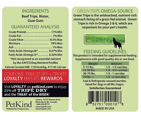 Tripett Original Formula Green Beef Tripe Grain-Free Canned Dog Food, 12-oz, case of 12