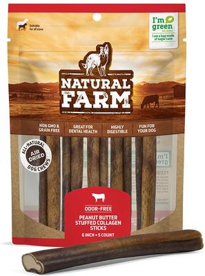 Peanut Butter Stuffed Collagen Dog Treats, 6-in, 5 count