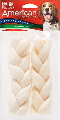 American Beefhide 6-inch Braided Sticks Natural Flavored Chewy Dog Treats, 2 count