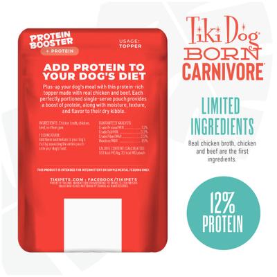 Born Carnivore Protein Booster Chicken & Beef Recipe in Broth Grain-Free Dog Food Topper, 2.1-oz pouch, case of 12