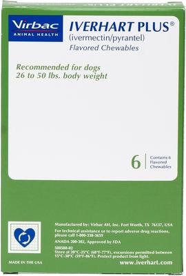 Chewable Tablet for Dogs, 26-50 lbs, (Green Box), 6 Chewable Tablets (6-mos. supply)