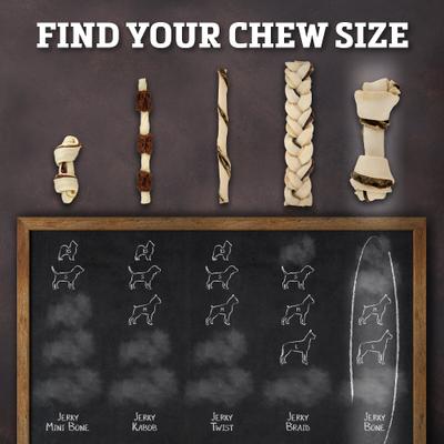 All Natural Grain-Free Jerky Bone Rawhide Dog Treats, 6 count