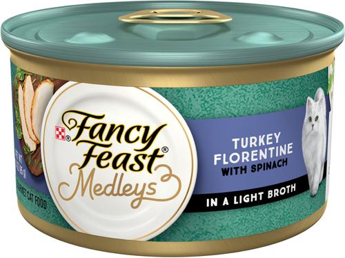 Elegant Medleys Turkey Florentine Canned Cat Food, 3-oz, case of 24