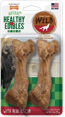 Natural Healthy Edibles Wild with Real Bison Medium Dog Treats, 6 count