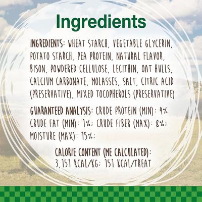 Natural Healthy Edibles Wild with Real Bison Medium Dog Treats, 6 count