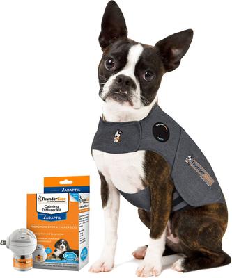 Bundle: ThunderShirt Classic Anxiety & Calming Vest, Heather Grey, Medium + ThunderEase Calming Diffuser for Dogs