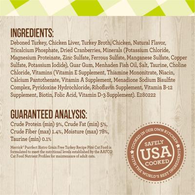 Purrfect Bistro Grain-Free Turkey Pate Canned Cat Food, 5.5-oz, case of 24