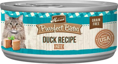Comida húmeda para gatos Purrfect Bistro sin cereales, receta de paté de pato, lata de 3 oz, caja de 24