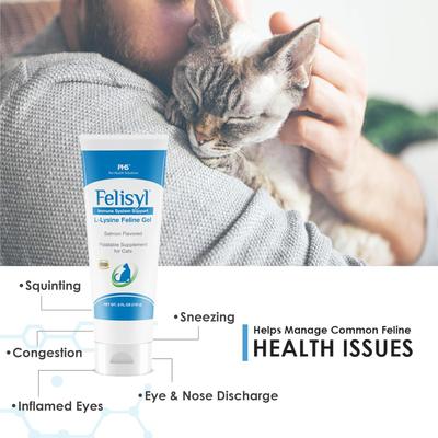 Lysine Gel Salmon Flavored Immune System Support Healthy Tissue, Respiratory, & Vision Supplement for Cats, 5-oz tube