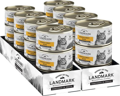 Landmark Chicken & Turkey Recipe in Broth Grain-Free Canned Cat Food, 3-oz can, case of 24