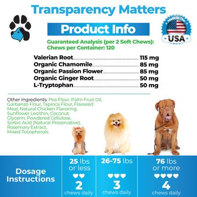 Calm Treats Advanced Calming Natural Chicken Flavor Chews Dog Supplement, 120 count