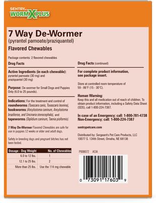 HC WormX Plus 7 Way Dewormer for Hookworms, Roundworm & Tapeworms for Small Breed Dogs, 2 count
