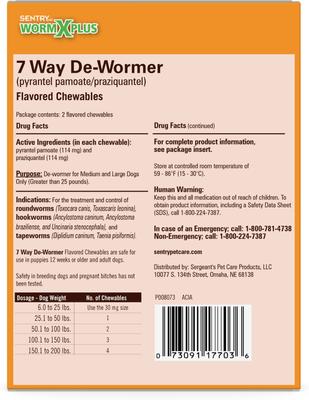 HC WormX Plus 7 Way Dewormer for Hookworms, Roundworm & Tapeworms for Medium & Large Breed Dogs, 2 count