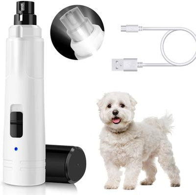 LED Light Electric Dog & Cat Nail Grinder, White
