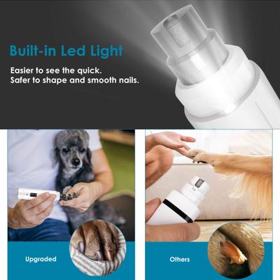 LED Light Electric Dog & Cat Nail Grinder, White